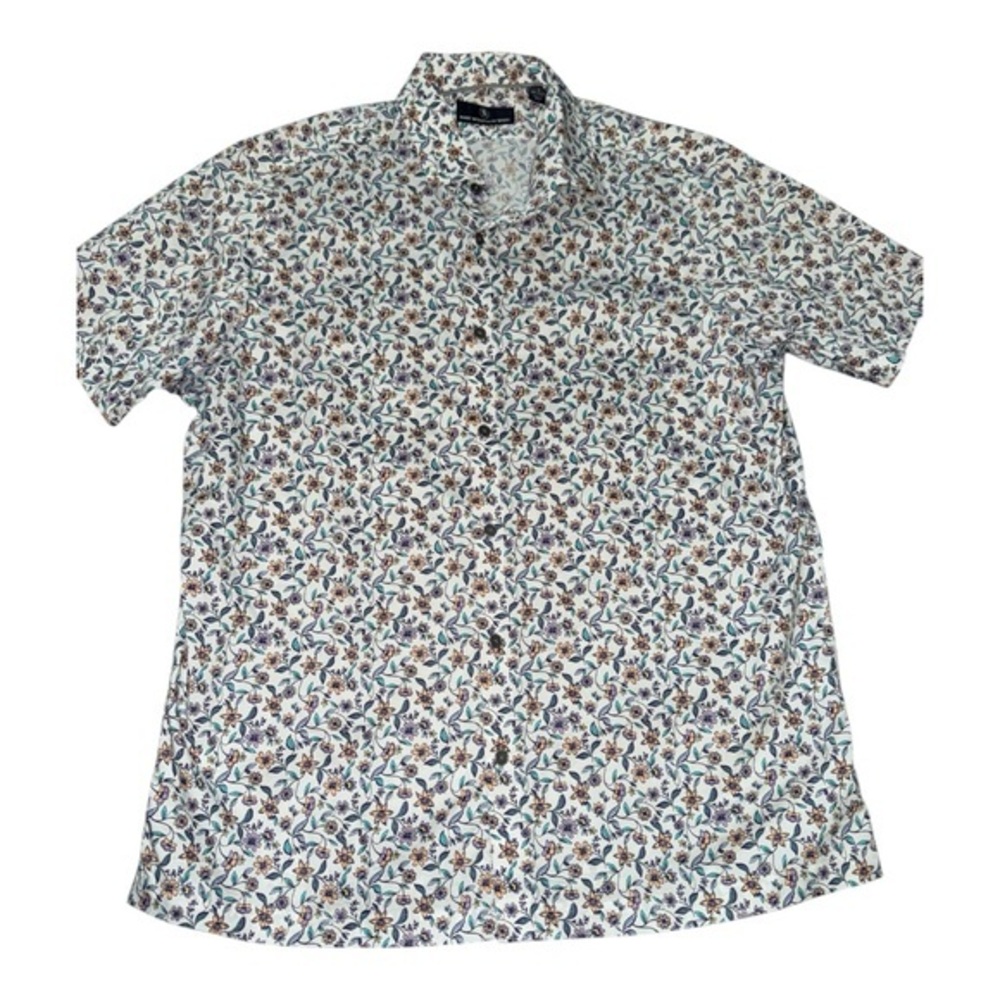 Hart Schaffner Marx Floral Short Sleeve Button Up Shirt Mens Size Large